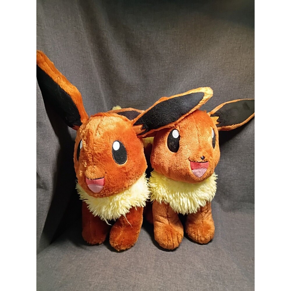 Build A Bear 2017 Pokemon Eevee 18 Inch Plush Brown Yellow Collectable set of 2